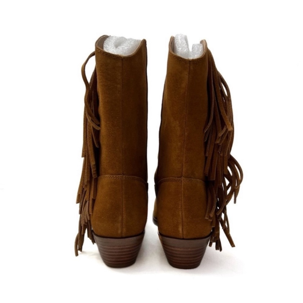 Nanette Lepore Western Boots Cognac Monica Suede Fringe Size 7 - Picture 8 of 11